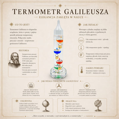 Termometr Galileusza Galileo z Personalizowanym Grawerem – Elegancka Dekoracja Wnętrza w Kolorze Szkła