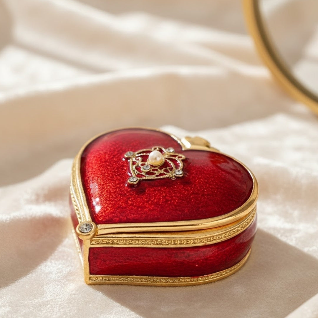 Exclusive Heart-Shaped Jewelry Box with Crystals