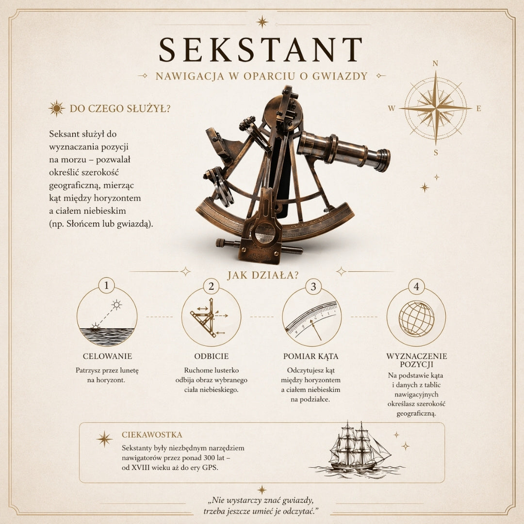 Brass Sextant with Engraving in Wooden Box