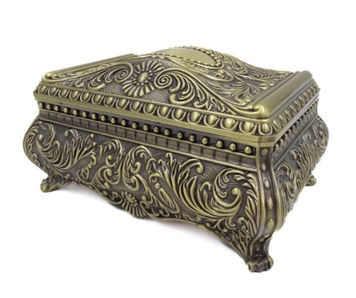 Elegant decorative metal jewelry box with engraving