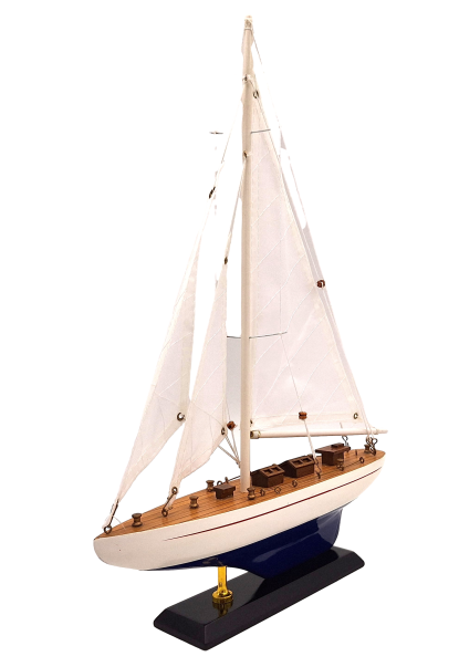Drewniany Model Jachtu Wysokość 42 cm z Możliwością Personalizacji Grawerem