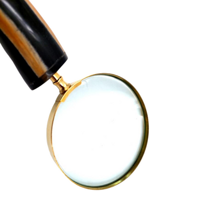 Elegant Retro Reading Magnifier with Brass Frame and Buffalo Horn Handle - Personalized Engraving - Ideal Gift for Seniors - High-Quality 3.5x Magnifying Lens in Vintage Style
