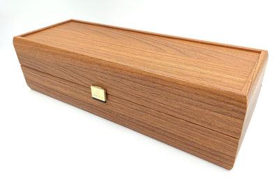 Ekskluzywne drewniane pudełko na butelkę wina BWXL30 z możliwością personalizacji grawerem, orzechowe, idealne na prezent, wymiary 35x14x10 cm