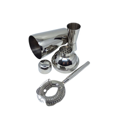 Steel Bartender Set 3 pieces with customizable engraving - Shaker 750 ml, Jigger 15/30 ml, Strainer - elegant gift for cocktail lovers, stainless steel, silver color
