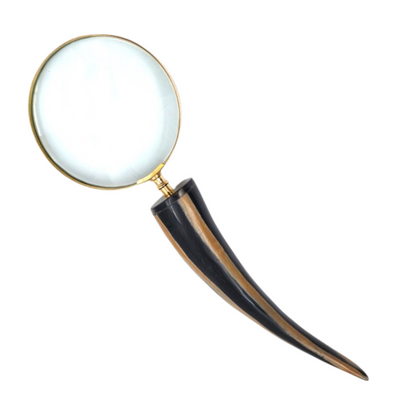 Elegant Retro Reading Magnifier with Brass Frame and Buffalo Horn Handle - Personalized Engraving - Ideal Gift for Seniors - High-Quality 3.5x Magnifying Lens in Vintage Style