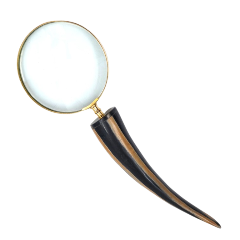 Elegant Retro Reading Magnifier with Brass Frame and Buffalo Horn Handle - Personalized Engraving - Ideal Gift for Seniors - High-Quality 3.5x Magnifying Lens in Vintage Style
