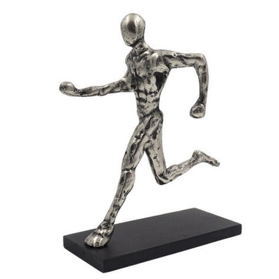 Statuetă alergător, figurină metalică cu gravură