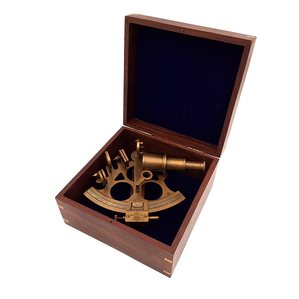Velký mosazný sextant v elegantní dřevěné krabičce s možností personalizace gravírováním