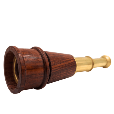 Brass and Wood Telescope with Option for Personalized Engraving on Elegant Wooden Base