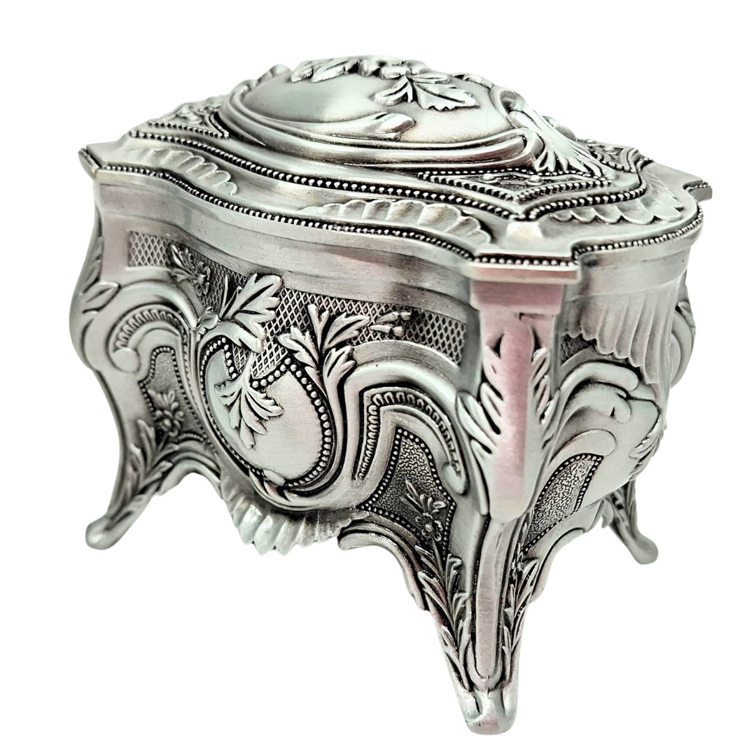 Elegant metal jewelry box 2139S with customizable engraving