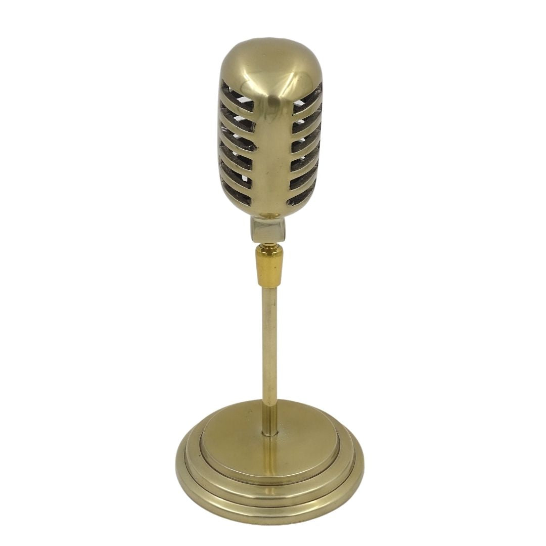 Statuetka retro mikrofon s možností personalizace gravírováním, zlatá, 25 cm