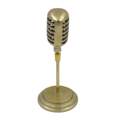 Statuetka retro mikrofon s možností personalizace gravírováním, zlatá, 25 cm