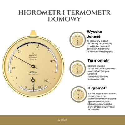 Higrometru și termometru de casă Fischer 123TMS, cu posibilitate de personalizare prin gravură