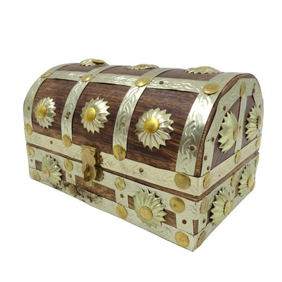 Wooden Trinket Box SE14 with Customizable Engraving, Brown and Gold, Perfect Gift – 16x9.5x10 cm