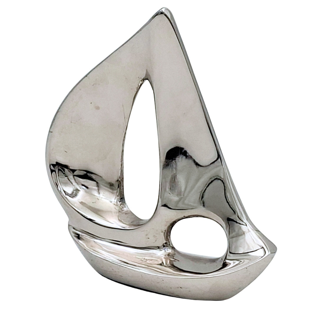 Elegancki Srebrny Jacht Aluminiowy 12,5 cm z Możliwością Graweru