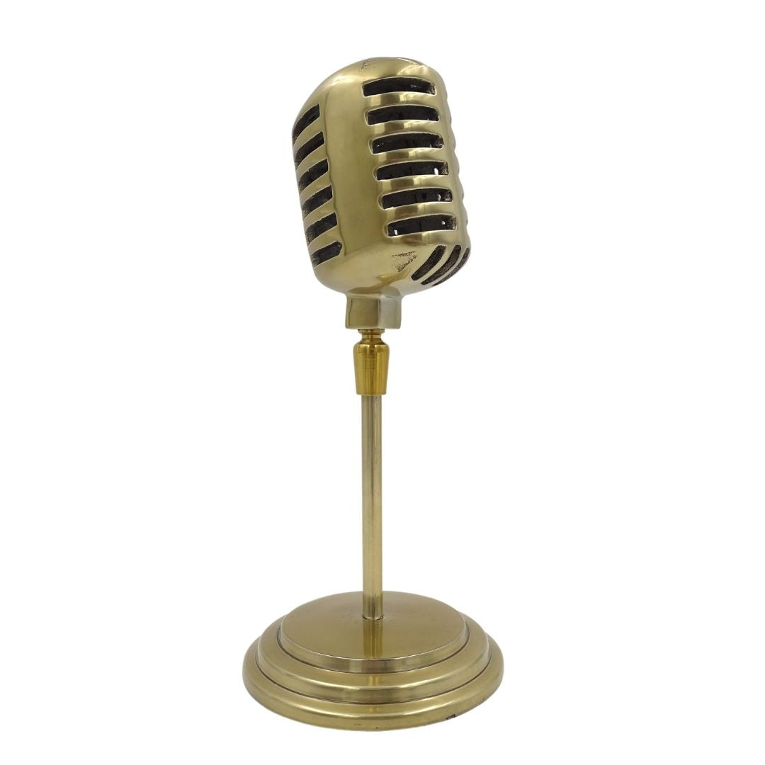 Statuetka retro mikrofon s možností personalizace gravírováním, zlatá, 25 cm