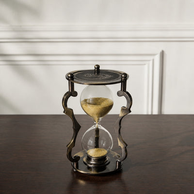 Elegant Antique Brass Hourglass 5 min with Engraving