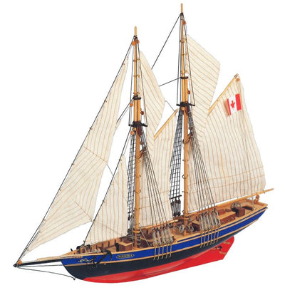 Model do sklejania Bluenose II – drewniany szkuner 38x31x6,5 cm z możliwością personalizacji grawerem – idealny prezent dla żeglarza, wykonany z naturalnych materiałów, poziom trudności: średniozaawansowany