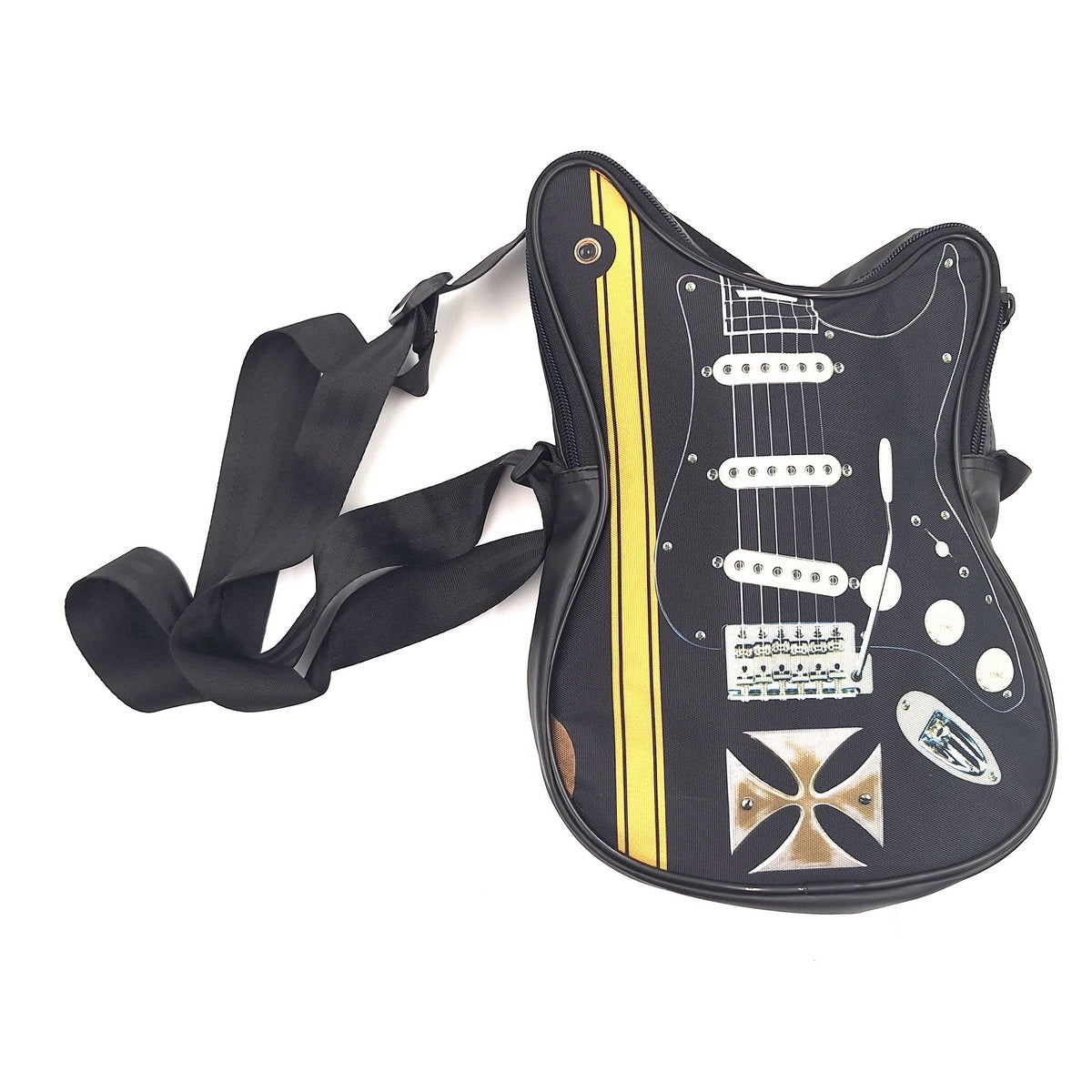 Torba na ramię w kształcie gitary z krzyżem maltańskim - Personalizowany prezent dla gitarzysty