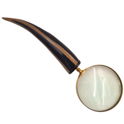 Elegant Retro Reading Magnifier with Brass Frame and Buffalo Horn Handle - Personalized Engraving - Ideal Gift for Seniors - High-Quality 3.5x Magnifying Lens in Vintage Style