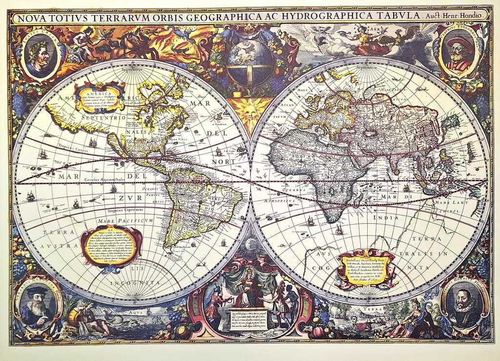 Mapa Świata 1630r. - Reprint J. Hondius z możliwością personalizacji grawerem