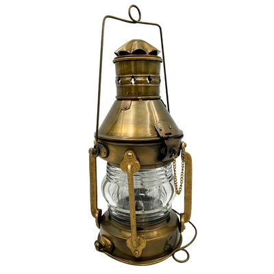 Lampa Żeglarska Metalowa Retro 34cm z Możliwością Personalizacji Grawerem w Kolorze Postarzanego Mosiądzu