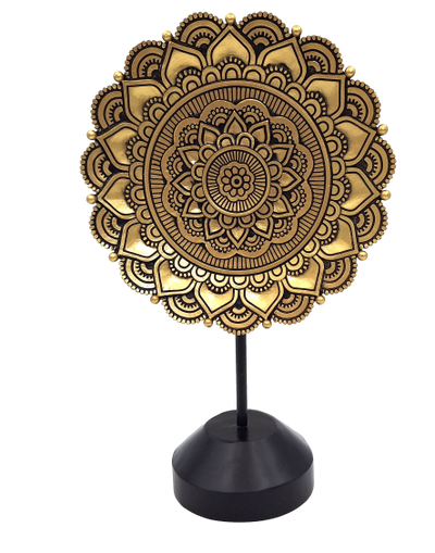 Figurka Mandala Owalna 35cm - Złota Dekoracja Buddyjska z Możliwością Personalizacji Graweru