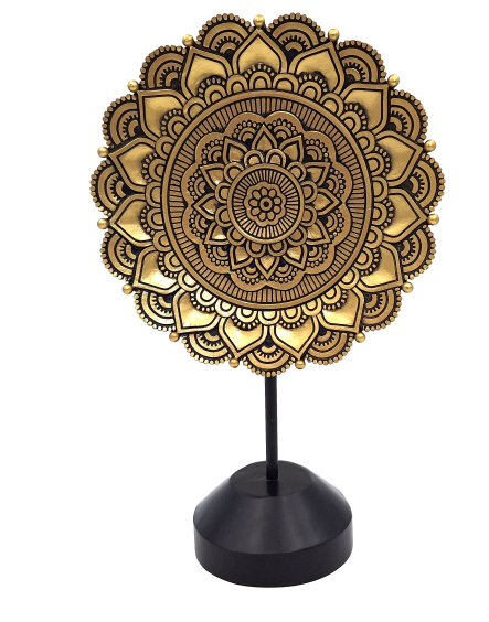 Figurka Mandala Owalna 35cm - Złota Dekoracja Buddyjska z Możliwością Personalizacji Graweru