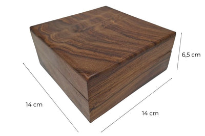 Eleganckie Drewniane Pudełko z Granatową Wypraską 14x14x6,5 cm z Możliwością Personalizacji Grawerem