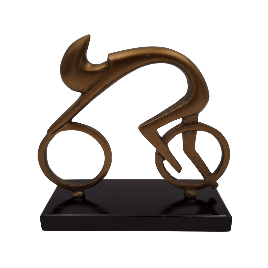 Figurka Kolarza Kolarz VB26/9 z Grawerem - Elegancki Prezent dla Rowerzysty, Wysokość 18 cm, Mosiężna i Czarna, Minimalistyczna Dekoracja do Wnętrz