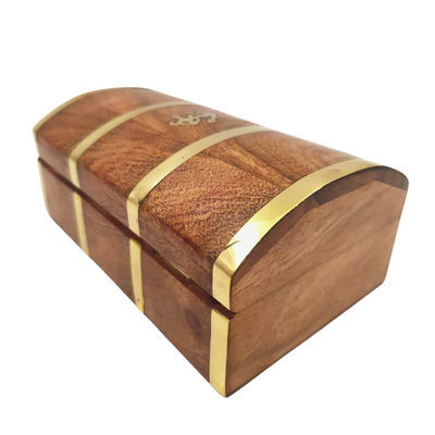 Szkatułka Drewniana Marynistyczna Vintage DNU-020 z Mosiężnym Motywem Kotwicy, Personalizowany Grawer, Idealna na Prezent dla Miłośników Morza, Wymiary 18,4 × 12,7 × 7,6 cm