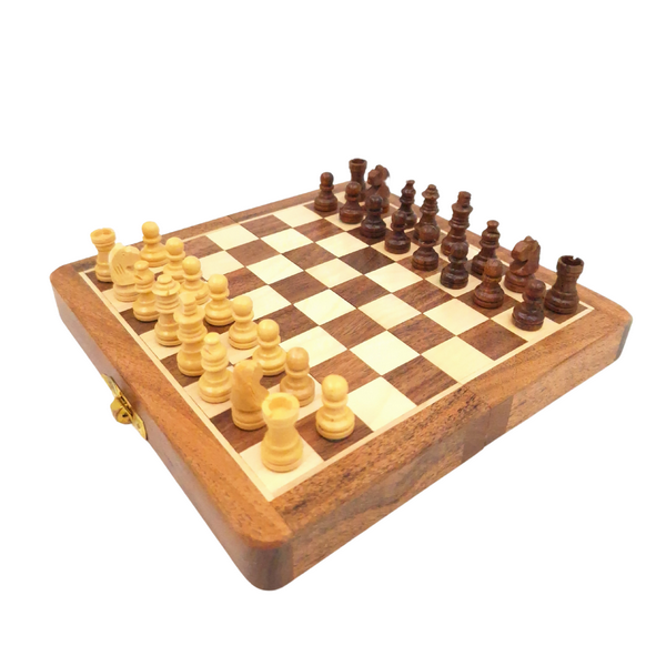 Szachy Drewniane Magnetyczne 17x17cm z Personalizowanym Grawerem