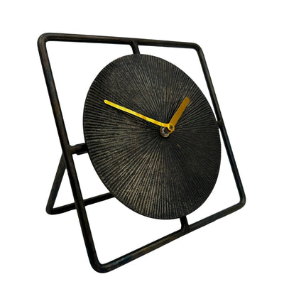 Elegancki Metalowy Zegar Okrągły 20 cm Czarno-Złoty z Możliwością Personalizacji Grawerem