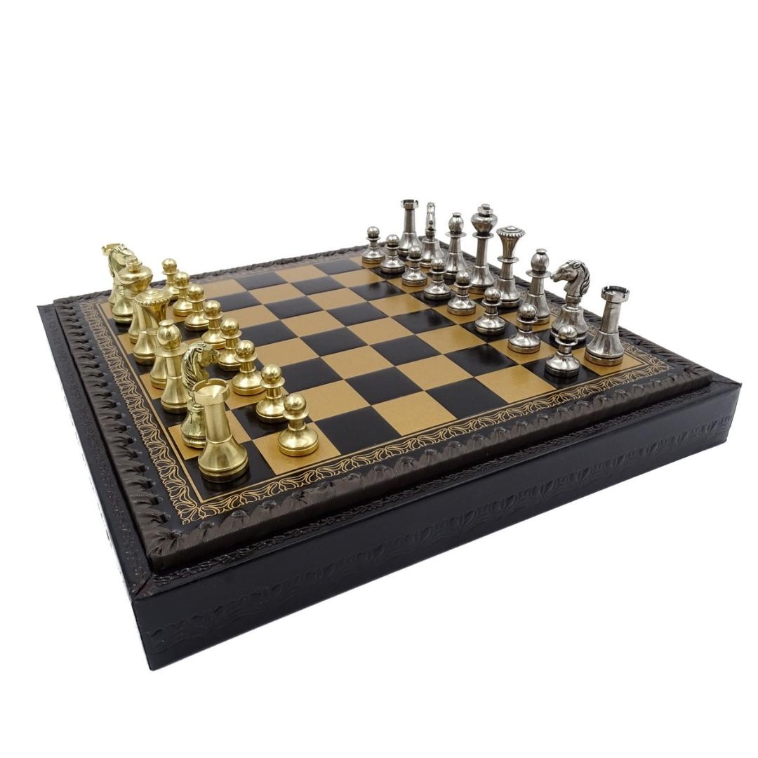 Ekskluzywne Mosiężne Szachy Italfama 28x28 cm z Personalizacją Graweru