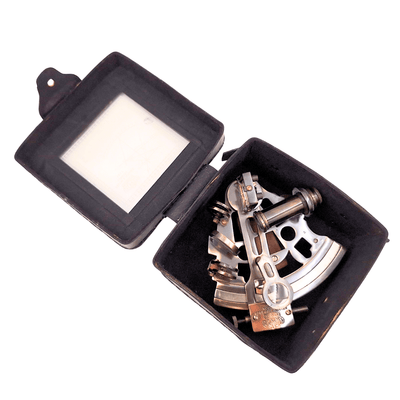 Brass Sextant with Personalized Engraving in a Leather Box