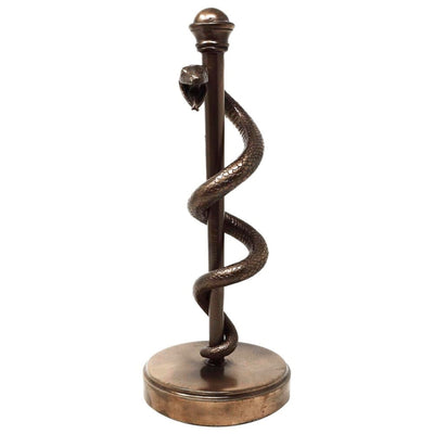 Figurka Laski Eskulapa 30 cm z Żywicy - Personalizowany Prezent dla Lekarza, Pielęgniarki lub Farmaceuty - Brązowa/Mosiężna Dekoracja z Grawerem