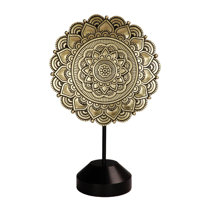 Figurka Mandala Owalna 35cm - Złota Dekoracja Buddyjska z Możliwością Personalizacji Graweru