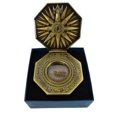 Busolă magnetică exclusivistă Cardan H43, din alamă și lemn, cu gravură personalizată