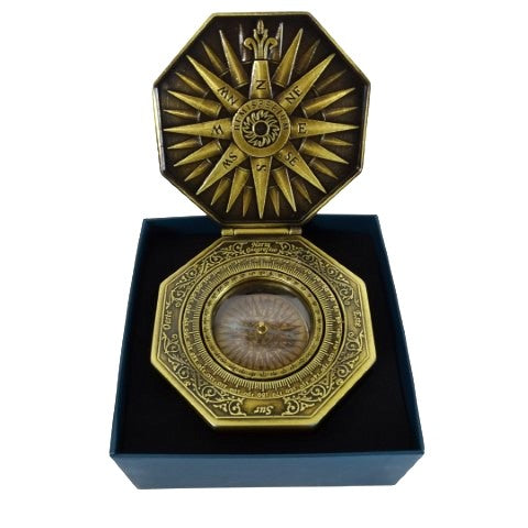 Busolă magnetică exclusivistă Cardan H43, din alamă și lemn, cu gravură personalizată