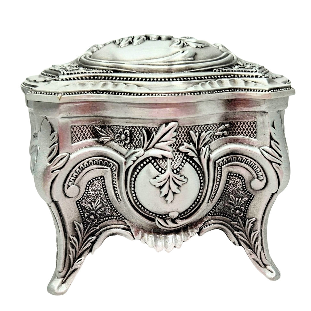 Elegant metal jewelry box 2139S with customizable engraving
