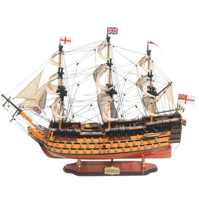 Model Żaglowca HMS Victory 80cm Złożony z Możliwością Personalizacji Grawerem - Ekskluzywna Dekoracja na Prezent, Ręcznie Wykonany z Drewna Egzotycznego, Wysoka Jakość i Dbałość o Szczegóły