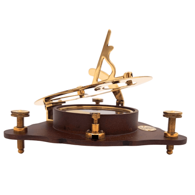 Elegant Brass Compass with Sundial on Wooden Base C064 with Option for Personalized Engraving