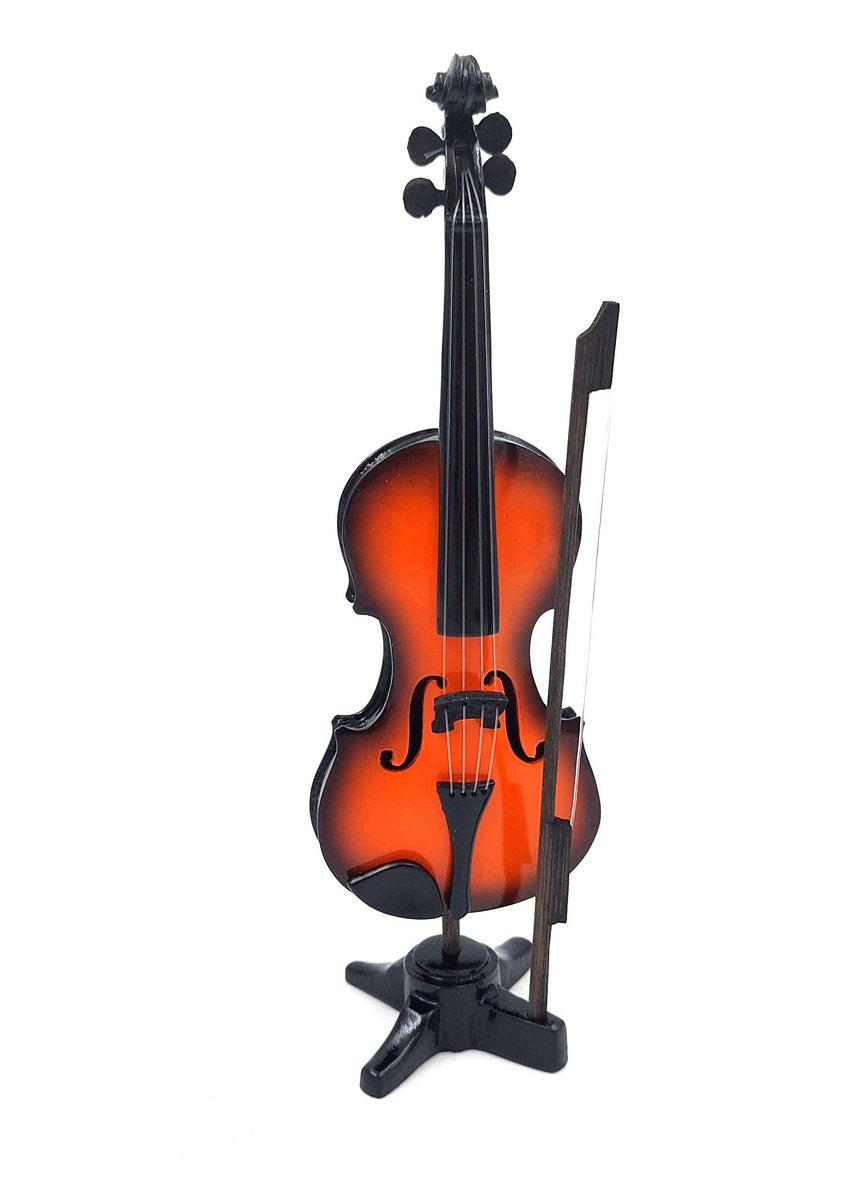 Mini skrzypce ręcznie wykonane z żywicy, wysokość 13 cm, możliwość personalizacji grawerem, idealny na prezent dla miłośników muzyki
