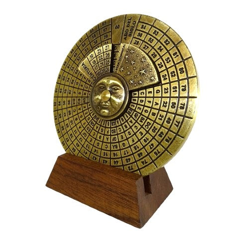 Calendar perpetuu renascentist cu gravură - cadou personalizat pentru anii 1600-2799, decor elegant pentru birou, diametru 9 cm, stil renascentist