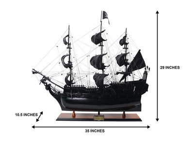 Model statku pirackiego Czarna Perła BP80R z możliwością personalizacji grawerem, długość 89 cm, ekskluzywny prezent na każdą okazję, rzemiosło artystyczne, drewniana podstawa