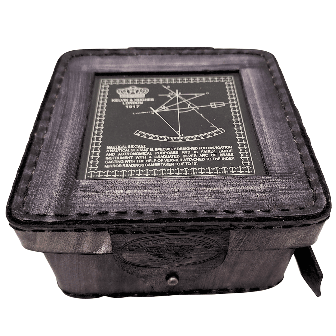 Brass Sextant with Personalized Engraving in a Leather Box