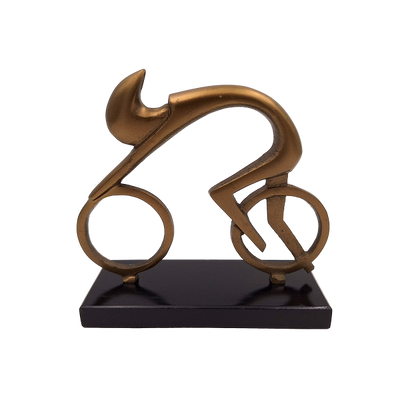 Figurka Kolarza Kolarz VB26/9 z Grawerem - Elegancki Prezent dla Rowerzysty, Wysokość 18 cm, Mosiężna i Czarna, Minimalistyczna Dekoracja do Wnętrz