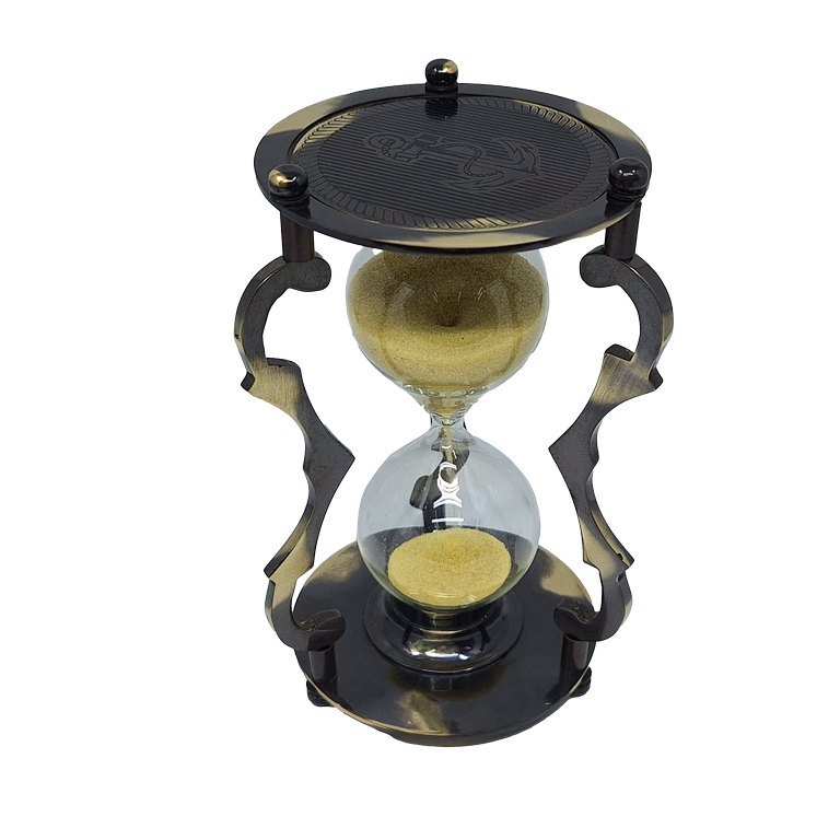 Elegant Antique Brass Hourglass 5 min with Engraving