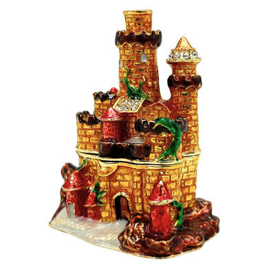 Castle-Shaped Jewelry Box Decorated with Crystals with Option for Personalized Engraving
