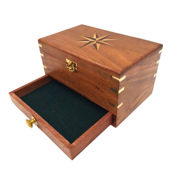Elegant Wooden Jewelry Box with Mirror and Personalized Engraving